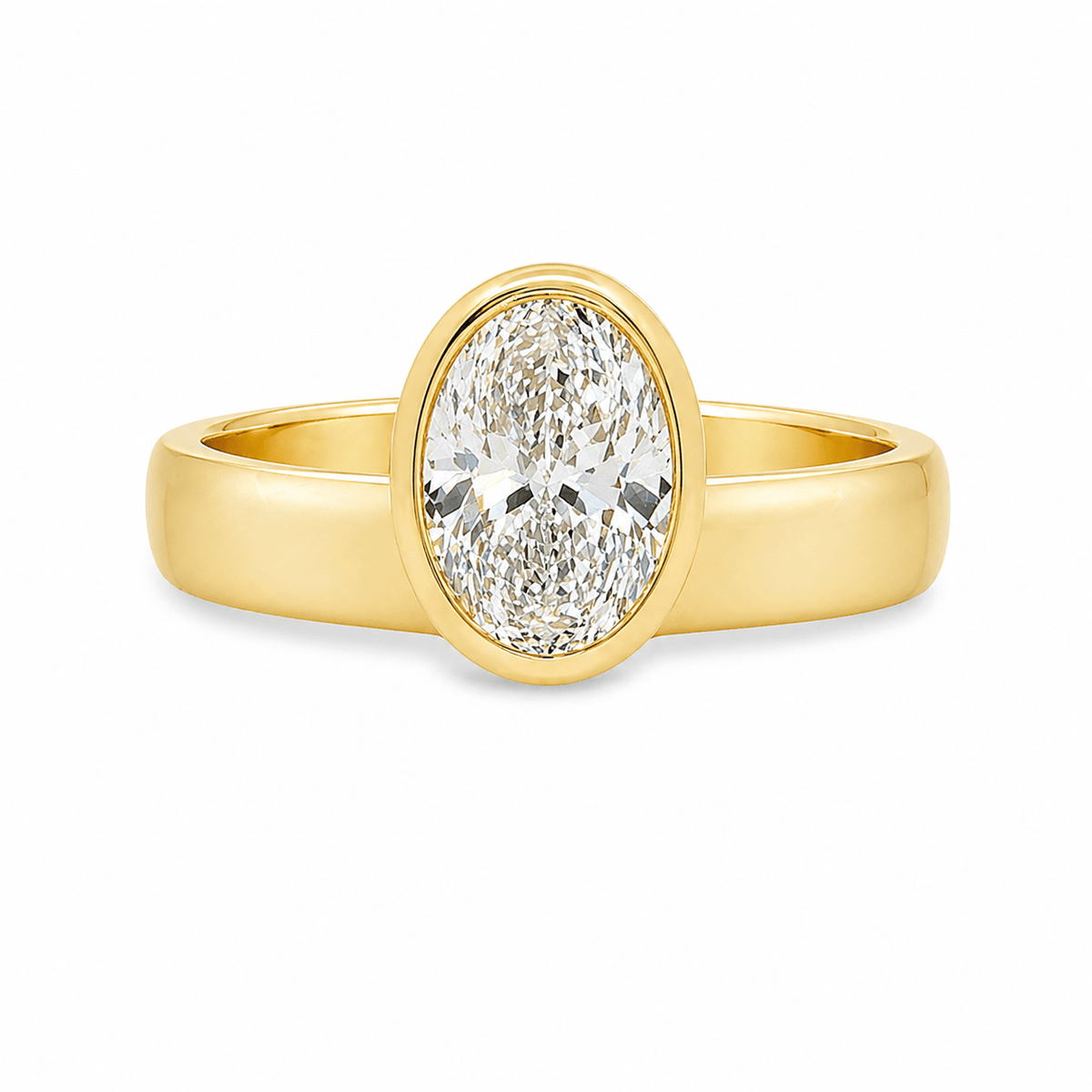 Lea ready to wear lab grown diamond ring with a wide bezel band