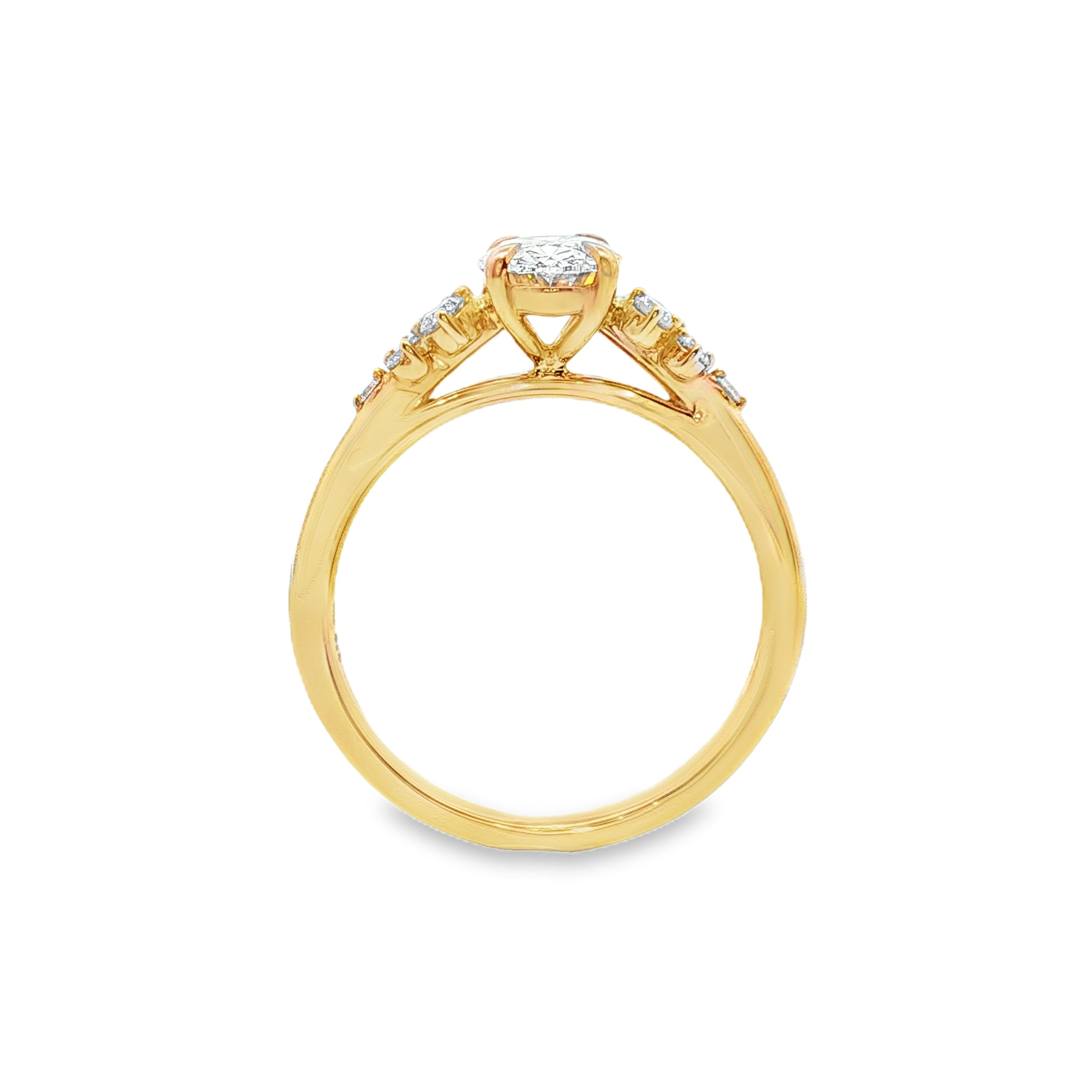 9ct Yellow Gold Oval Lab Grown Diamond Ring with Cluster Shoulders – 1.24ct TDW