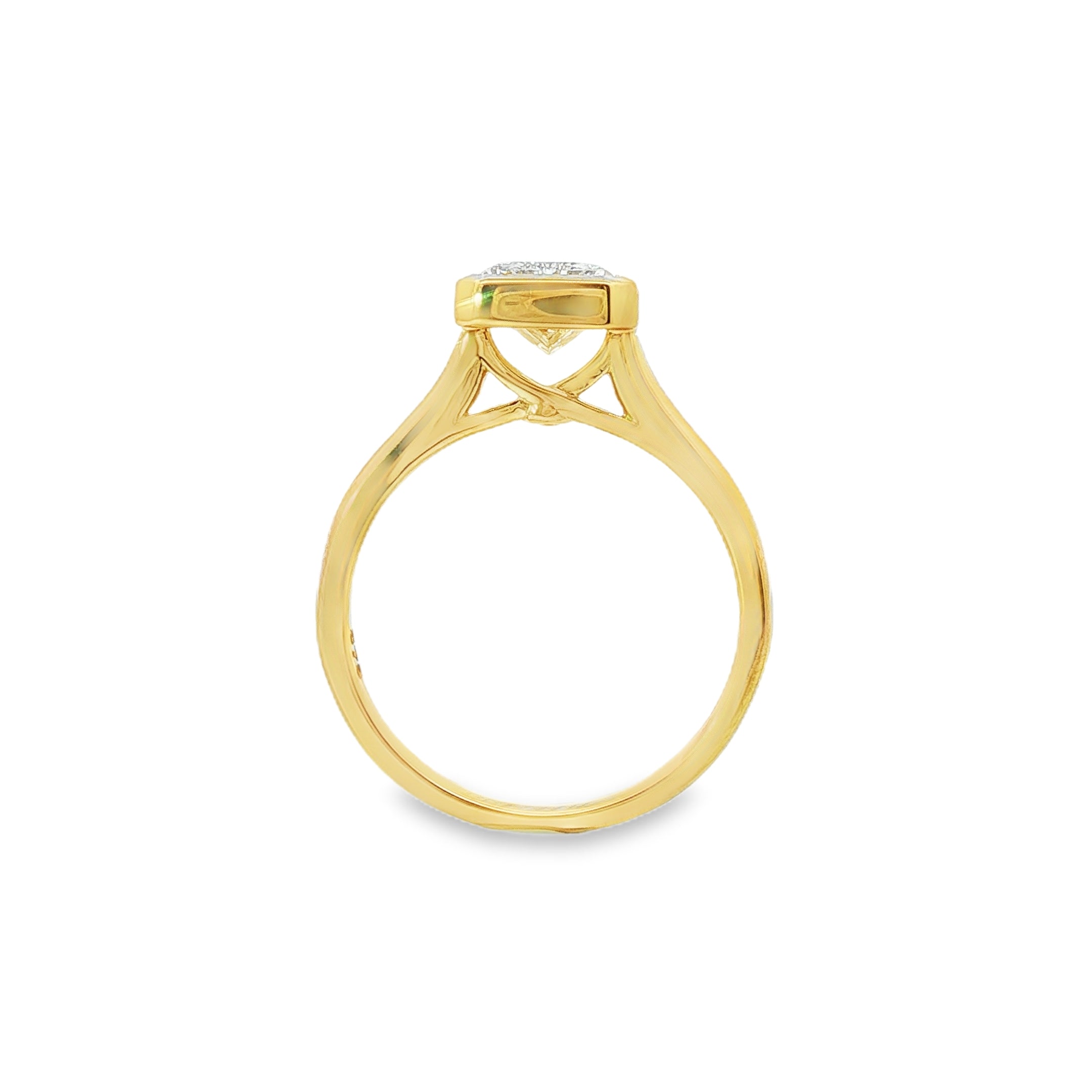9ct Yellow Gold Bezel Set Radiant Cut Lab Grown Diamond Ring – 2ct TDW
