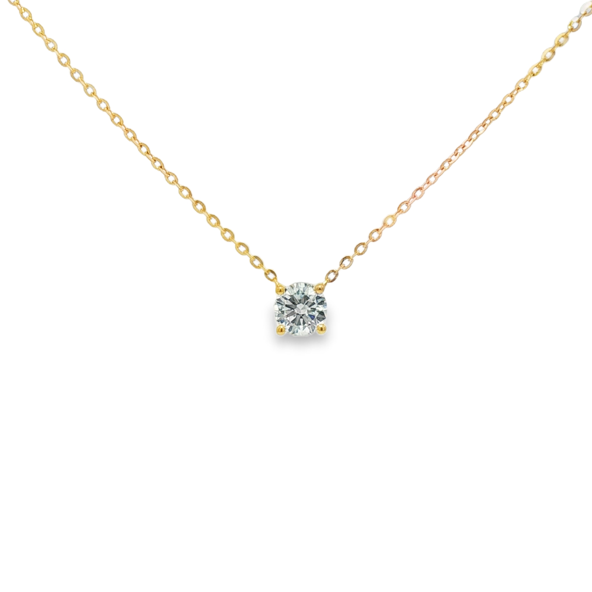 0.50ct Lab-Grown Diamond 4-Claw Solitaire Necklace in 9ct Yellow Gold, Round