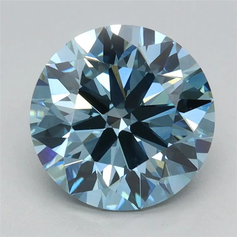 2.11ct Round Lab Grown Diamond (Colour Fancy Vivid Blue, Clarity VVS2, Cut ID, IGI Certified)