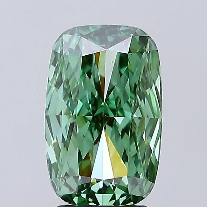 3.06ct Cushion modified Lab Grown Diamond (Colour Fancy Vivid Green, Clarity VS1, IGI Certified) - Diamond Lab Boutique