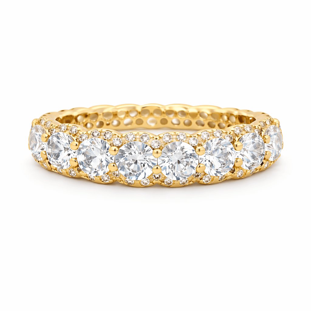 9ct Yellow Gold Round Lab Grown Diamond Fancy Statement Band – 4.95ct TDW - Diamond Lab Boutique