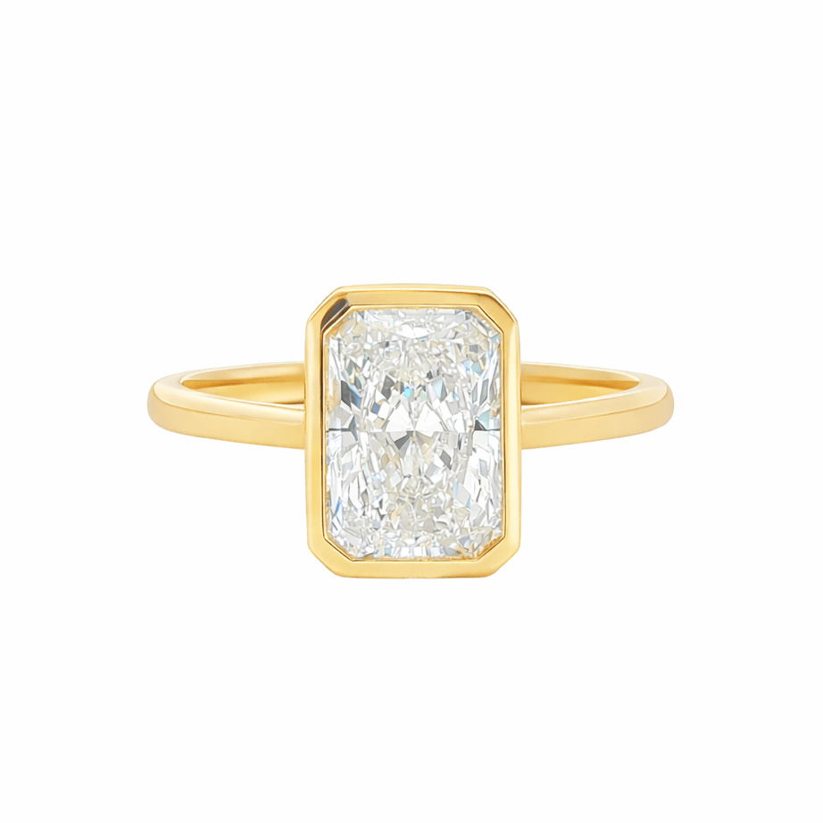 9ct Yellow Gold Bezel Set Radiant Cut Lab Grown Diamond Ring – 2ct TDW - Diamond Lab Boutique