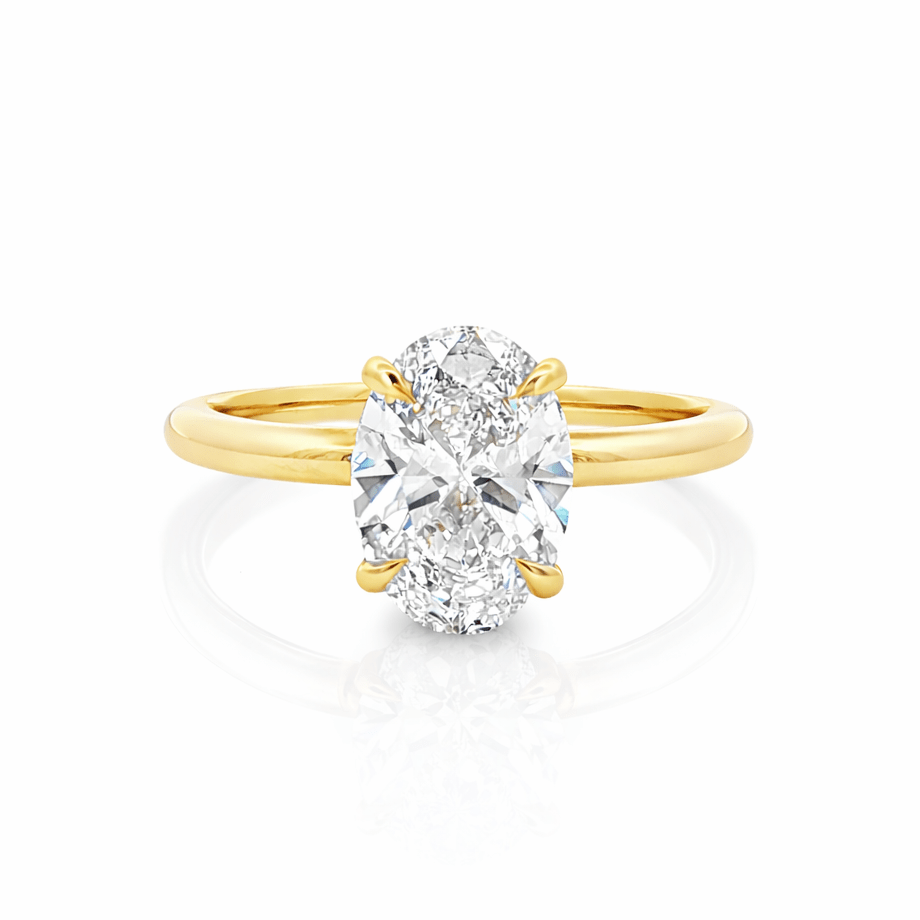 2ct Oval Cut Lab-Grown Diamond Solitaire Ring – 18ct Yellow Gold | Eagle Claw Setting - Diamond Lab Boutique