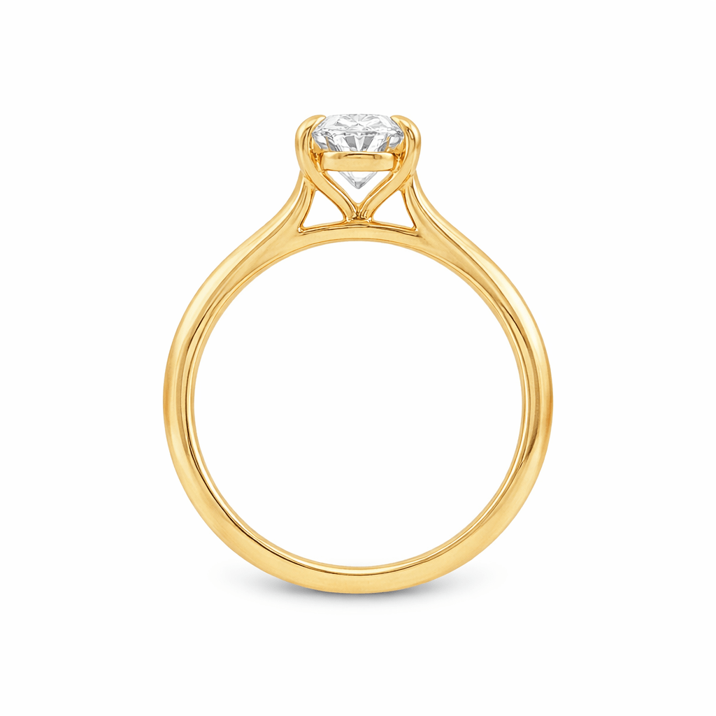 (SALE) 9ct Yellow Gold 4 Eagle Claw Set Oval Cut Lab Grown Diamond Solitaire Ring – 2ct TDW