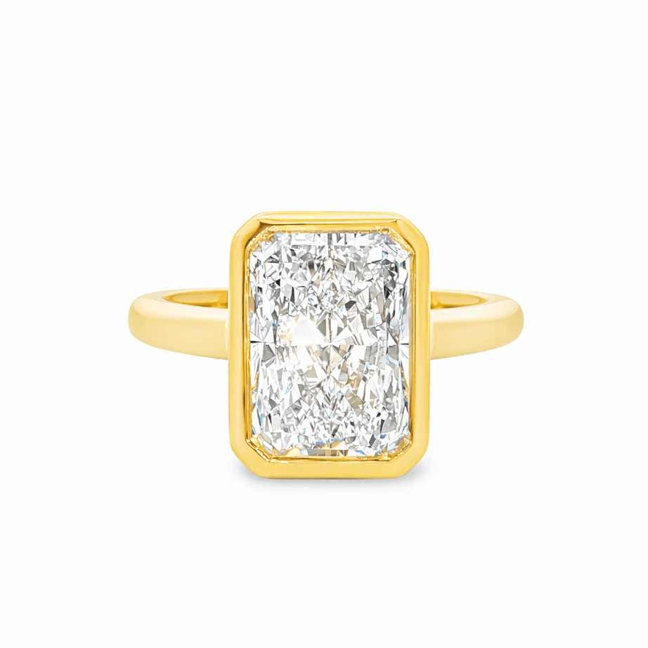 9ct Yellow Gold Bezel Set Radiant Cut Lab Grown Diamond Ring – 4ct TDW - Diamond Lab Boutique