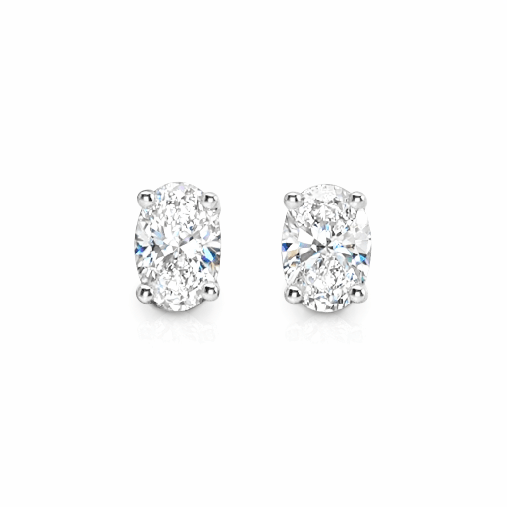 0.40ct Oval Claw-Set Lab-Grown Diamond Earrings in 9ct White Gold - Diamond Lab Boutique