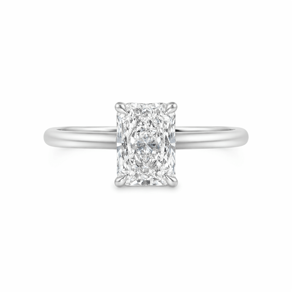 0.74ct Radiant-Cut Lab-Grown Diamond Solitaire Engagement Ring in 9ct White Gold - Diamond Lab Boutique