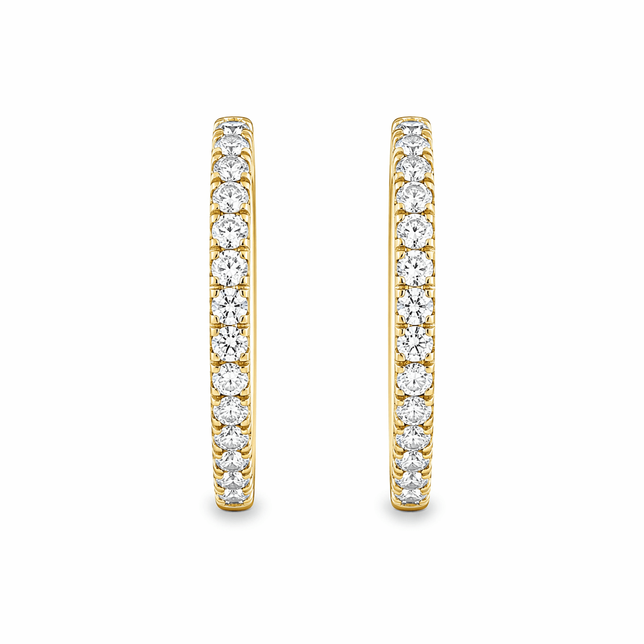 9ct Yellow Gold Claw Set Inside/Outside Lab Grown Diamond Hoop Earrings – 2.00ct TDW - Diamond Lab Boutique