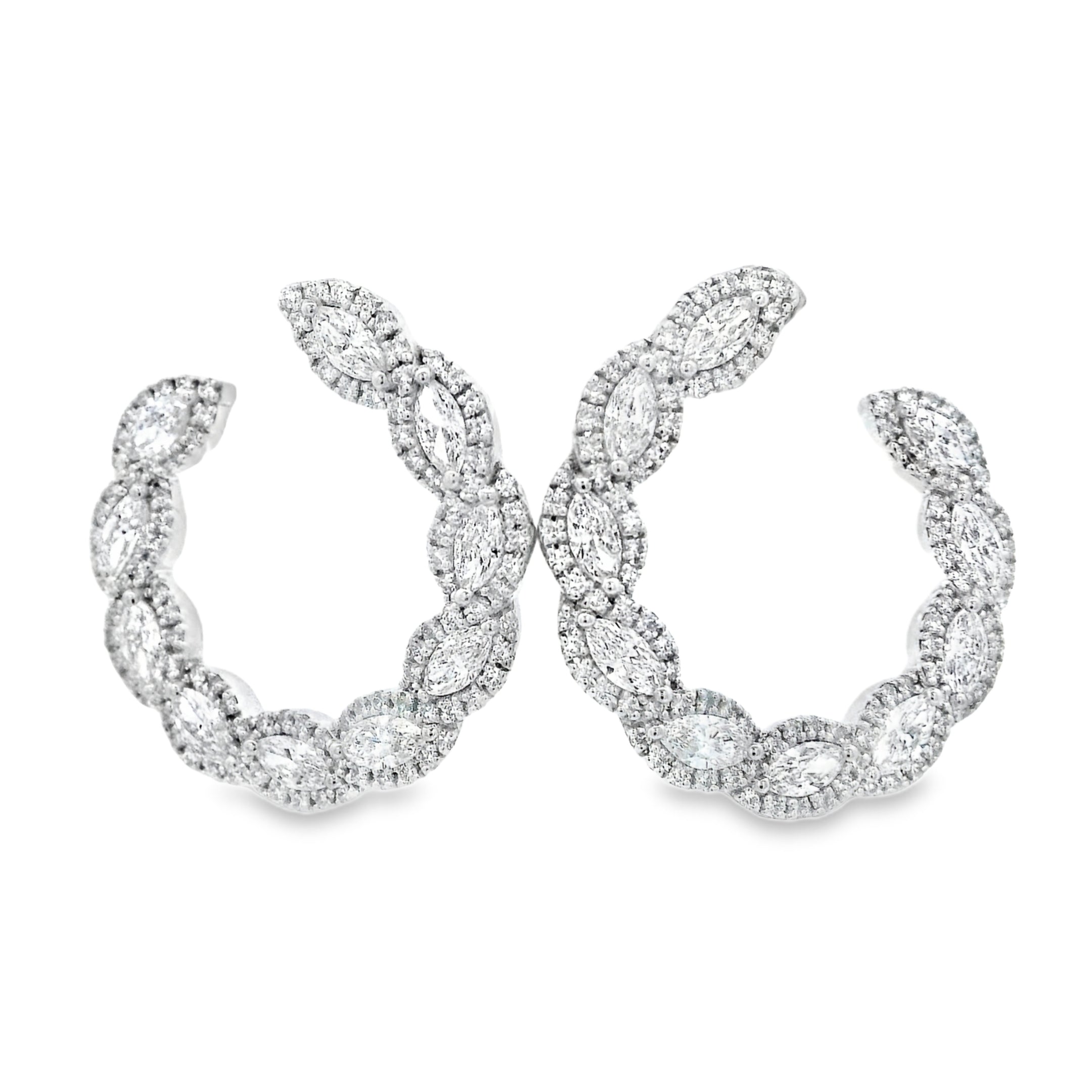 1.85ct Lab-Grown Diamond 3/4 Circle Stud Earrings in 9ct White Gold, Marquise & Round