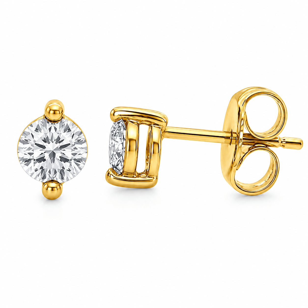 9ct Yellow Gold Round Lab Grown Diamond 2-Claw Stud Earrings – 0.30ct TDW - Diamond Lab Boutique