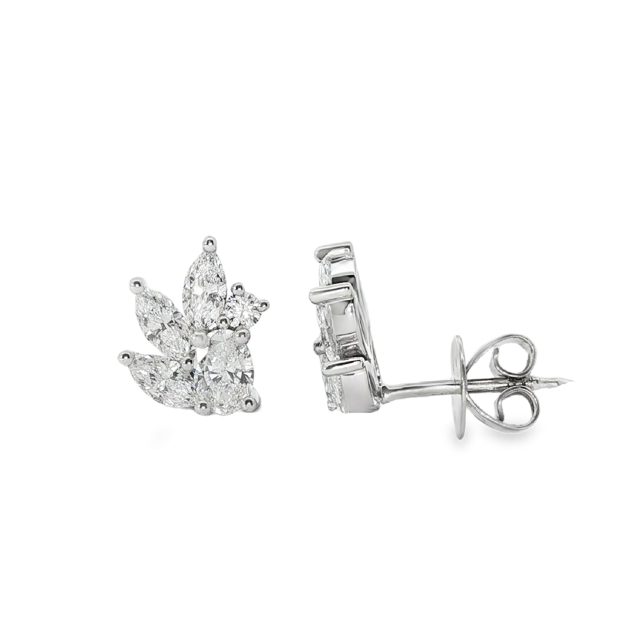 9ct White Gold Marquise, Round and Oval Cut Lab Grown Diamond Earrings – 1.15ct TDW