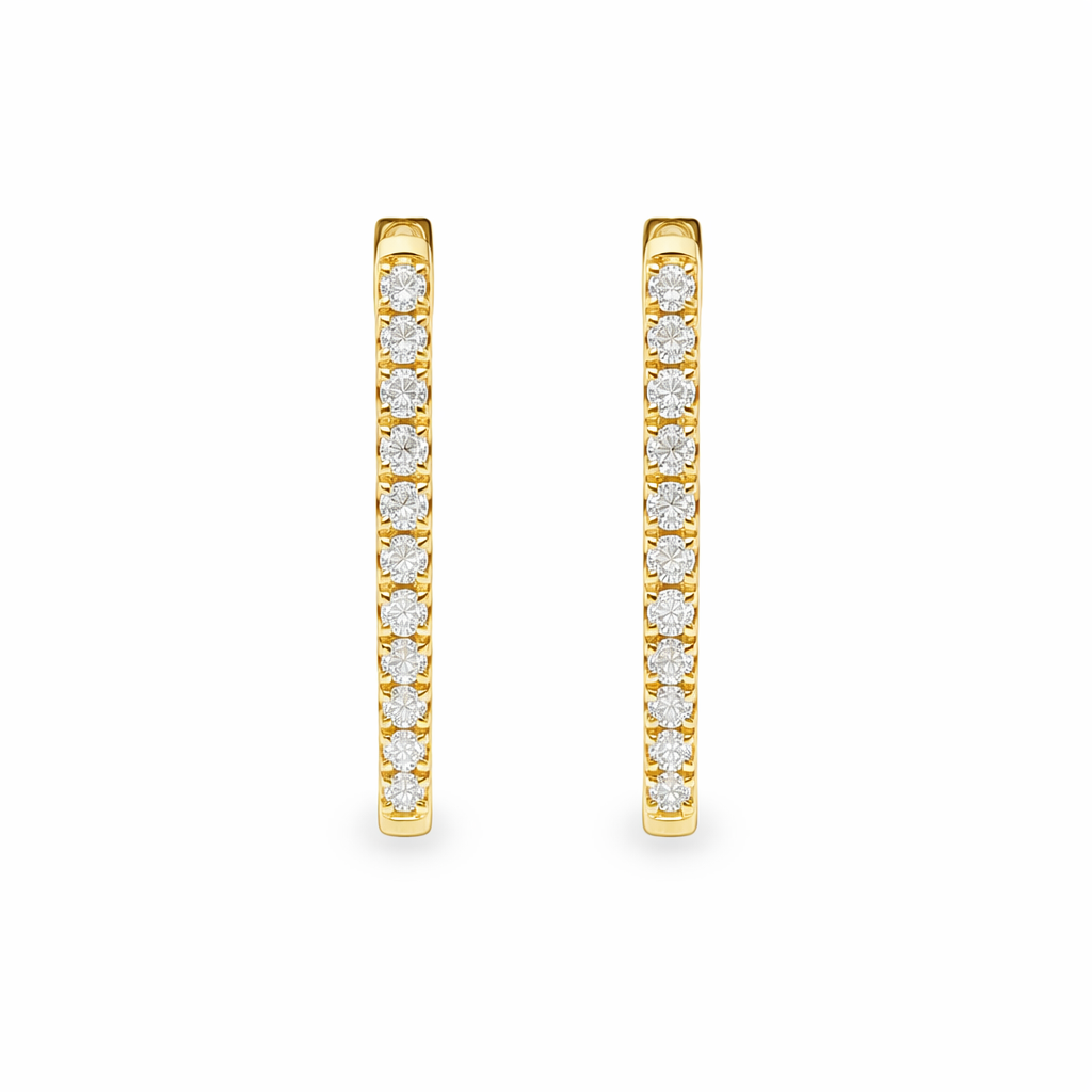 9ct Yellow Gold Inside/Outside Lab Grown Diamond Hoop Earrings – 0.50ct TDW