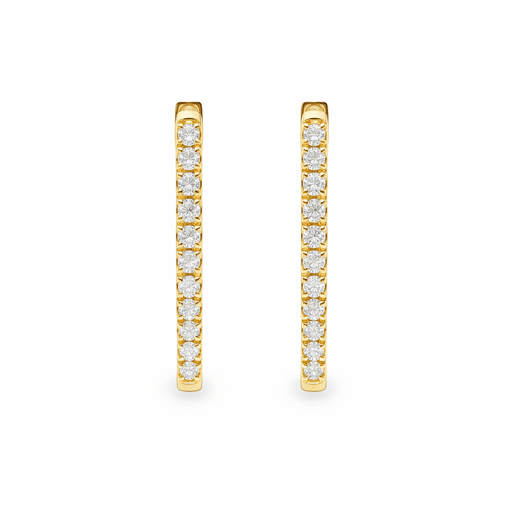 9ct Yellow Gold Inside/Outside Lab Grown Diamond Hoop Earrings – 0.50ct TDW - Diamond Lab Boutique