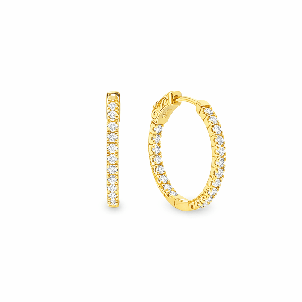 9ct Yellow Gold Inside/Outside Lab Grown Diamond Hoop Earrings – 0.50ct TDW - Diamond Lab Boutique