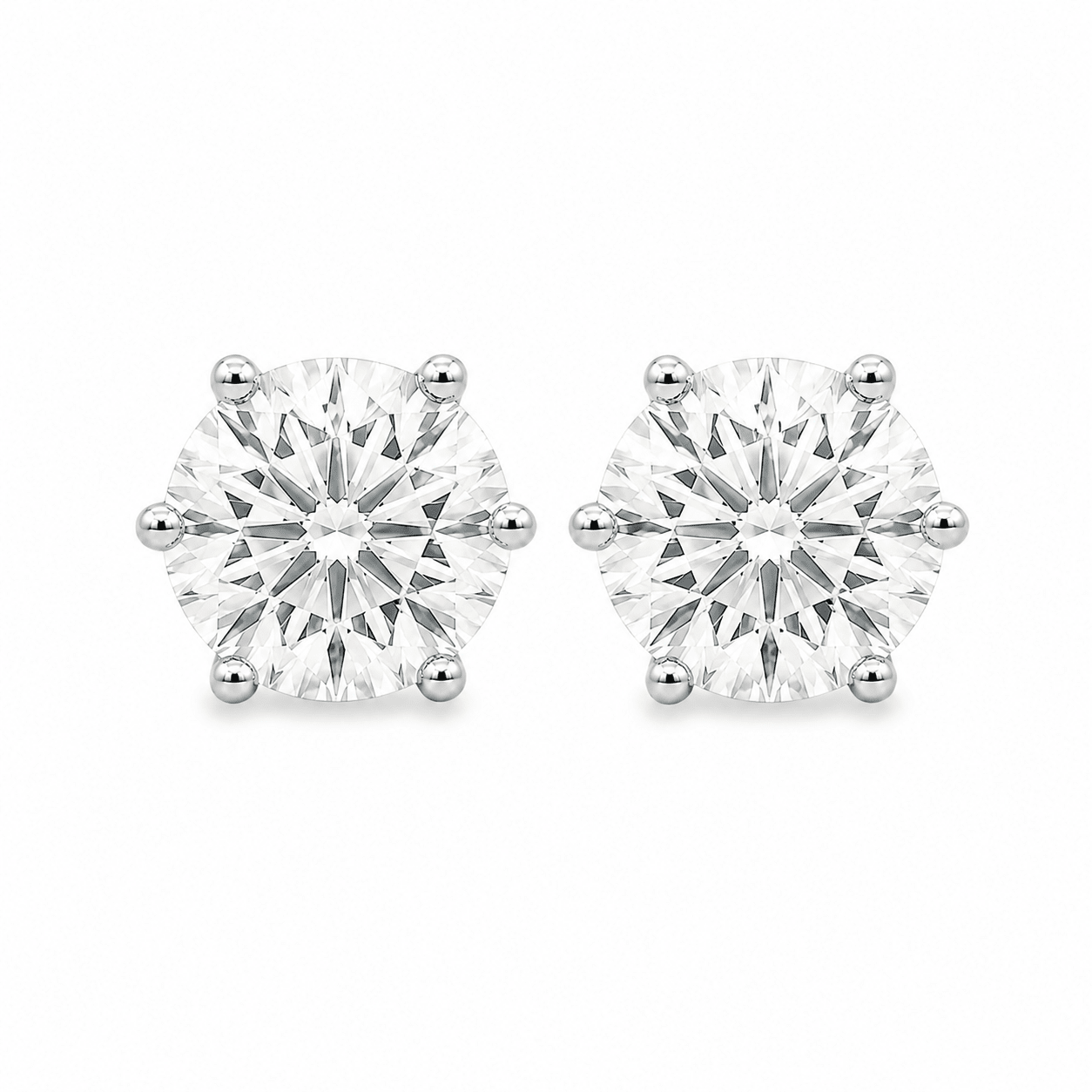 9ct White Gold Round Lab Grown Diamond Tulip Stud Earrings – 4.04ct TDW - Diamond Lab Boutique