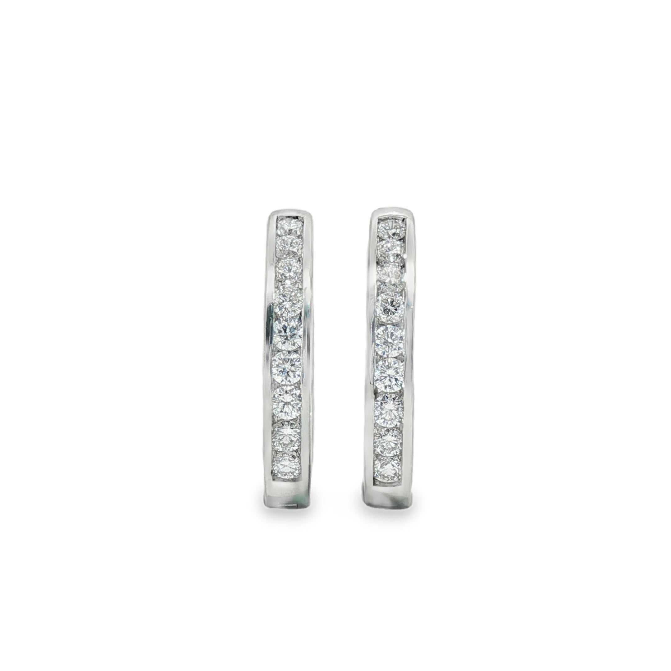0.60ct Lab-Grown Diamond Channel Set Hoop Earrings in 9ct White Gold, F+ VS+, 18 Stones