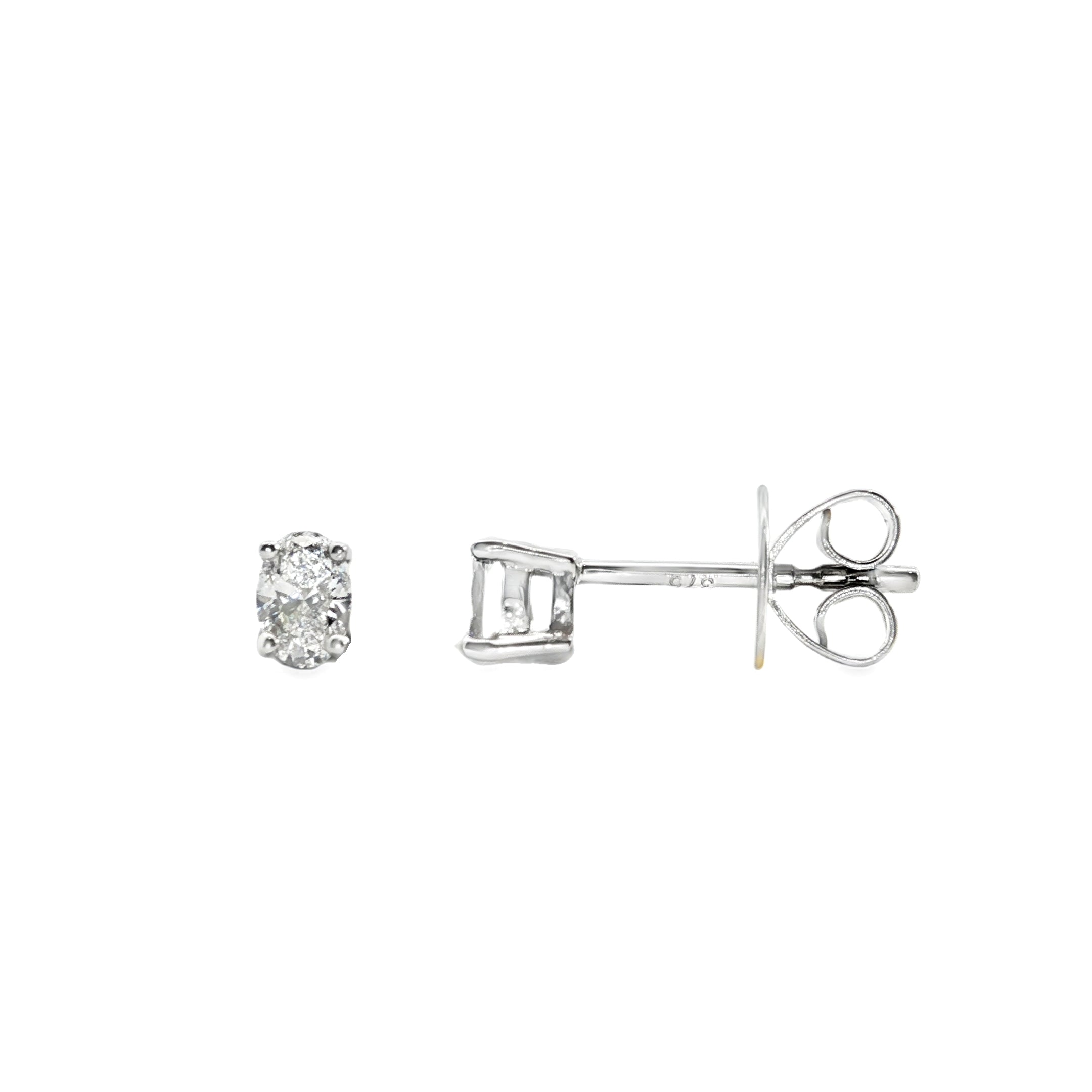 0.40ct Oval Claw-Set Lab-Grown Diamond Earrings in 9ct White Gold