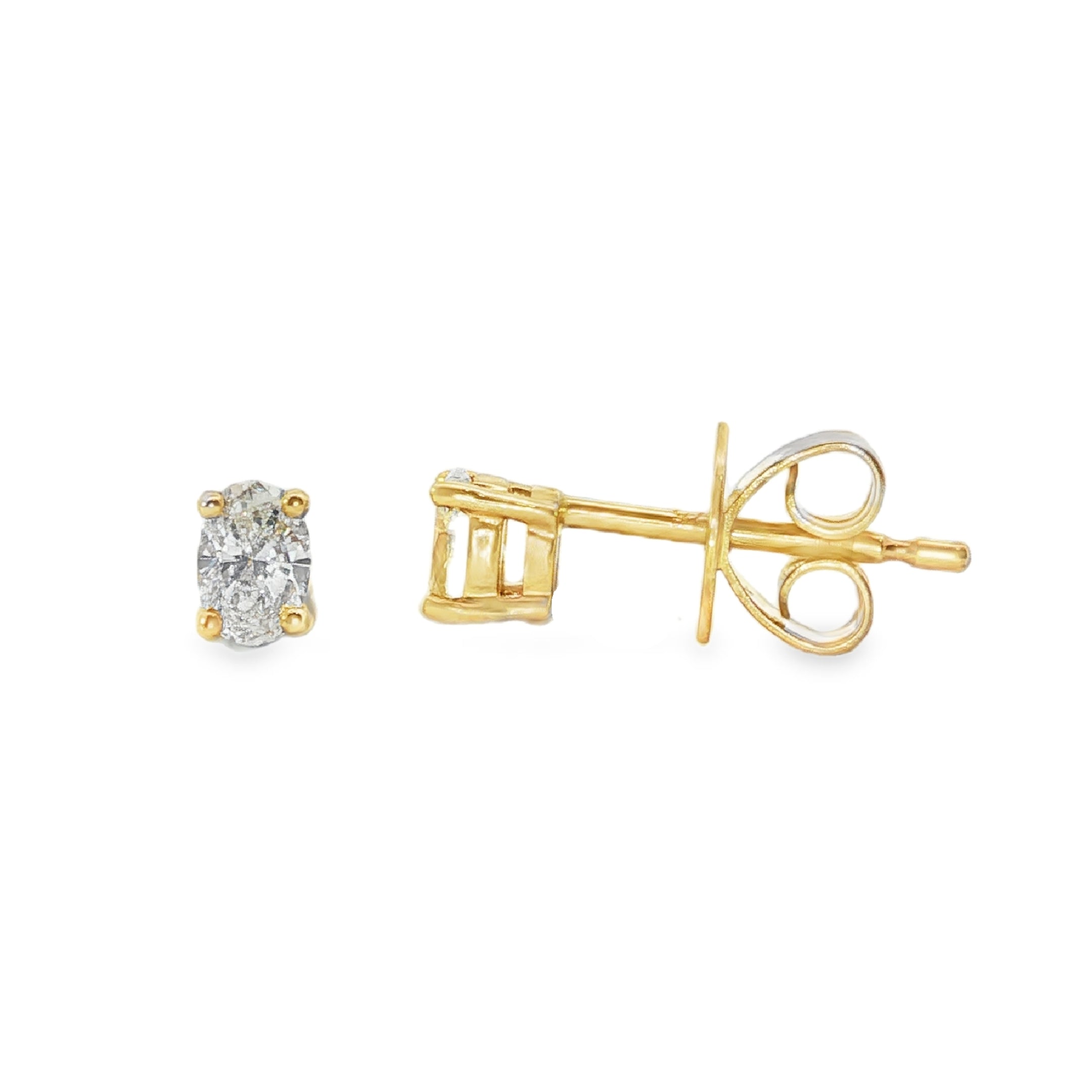 9ct Yellow Gold Oval Claw Set Lab Grown Diamond Earrings – 0.40ct TDW