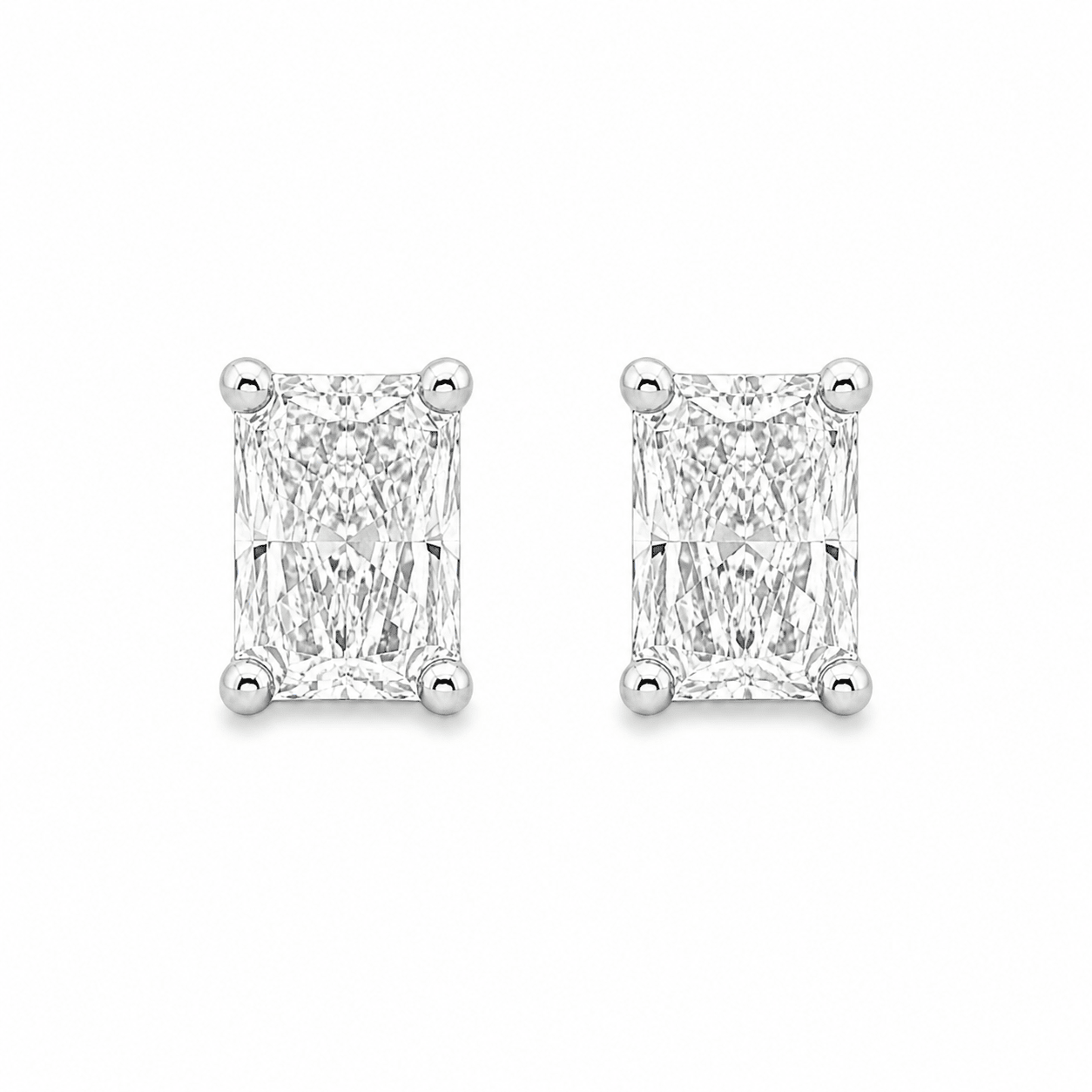 9ct White Gold Radiant Cut Lab Grown Diamond Stud Earrings – 0.30ct TDW - Diamond Lab Boutique