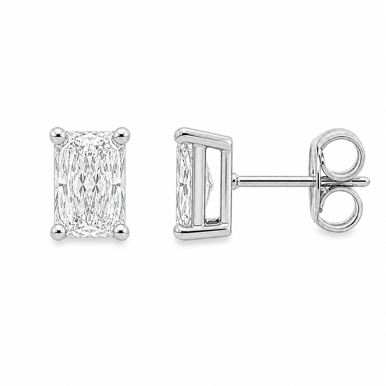 9ct White Gold Radiant Cut Lab Grown Diamond Stud Earrings – 0.30ct TDW