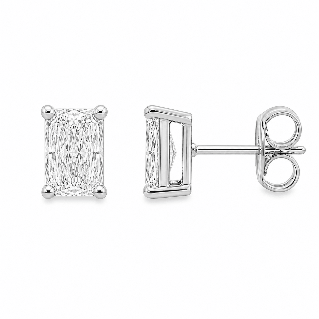 9ct White Gold Radiant Cut Lab Grown Diamond Stud Earrings – 0.30ct TDW - Diamond Lab Boutique