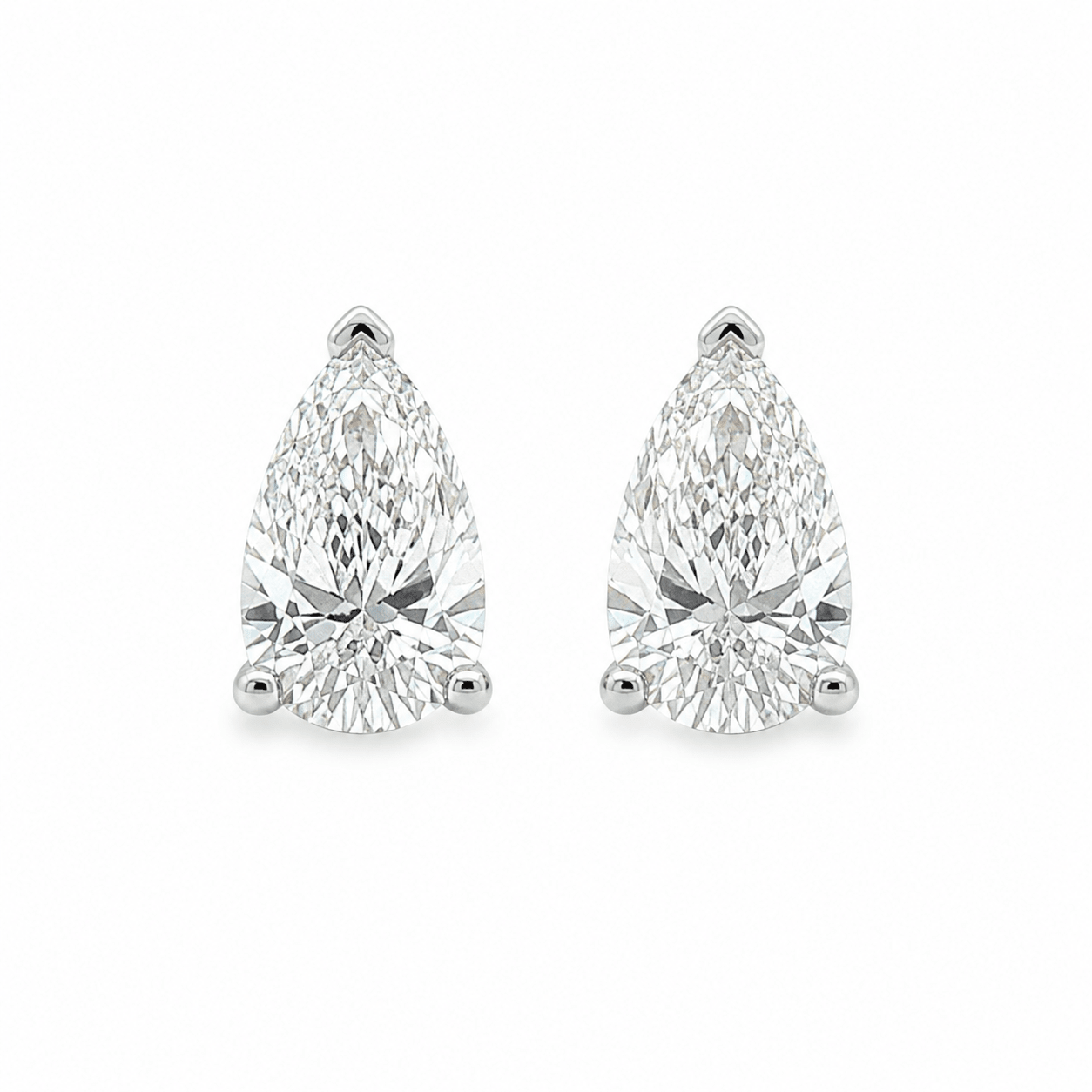 9ct White Gold Pear Cut Lab Grown Diamond Stud Earrings – 2.13ct TDW - Diamond Lab Boutique