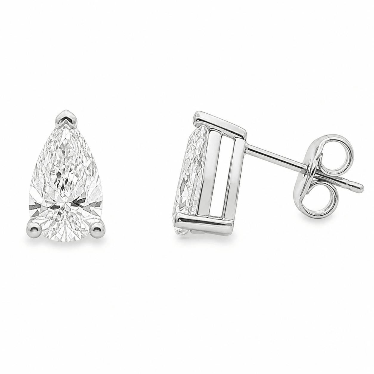 9ct White Gold Pear Cut Lab Grown Diamond Stud Earrings – 2.13ct TDW - Diamond Lab Boutique