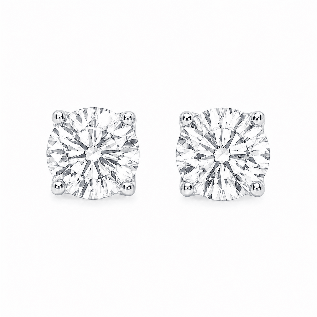 9ct White Gold Tulip 4-Claw Round Lab Grown Diamond Earrings – 1.50ct TDW - Diamond Lab Boutique