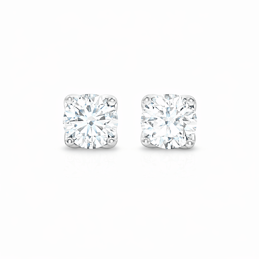 18ct White Gold Tulip 4 Claw Round Lab Grown Diamond Stud Earrings – 2.00ct TDW - Diamond Lab Boutique