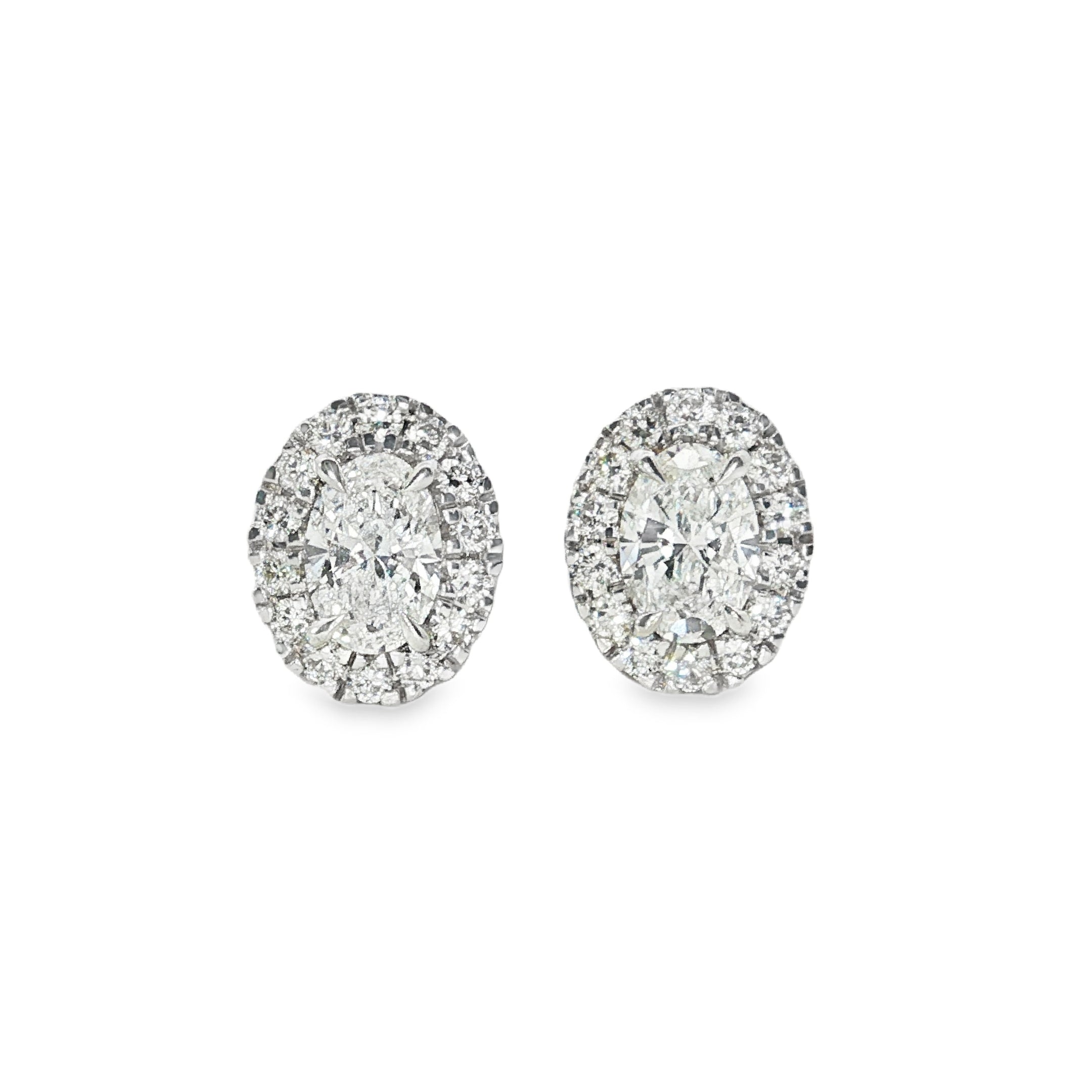 1.00ct Oval Lab-Grown Diamond Halo Stud Earrings in 9ct White Gold