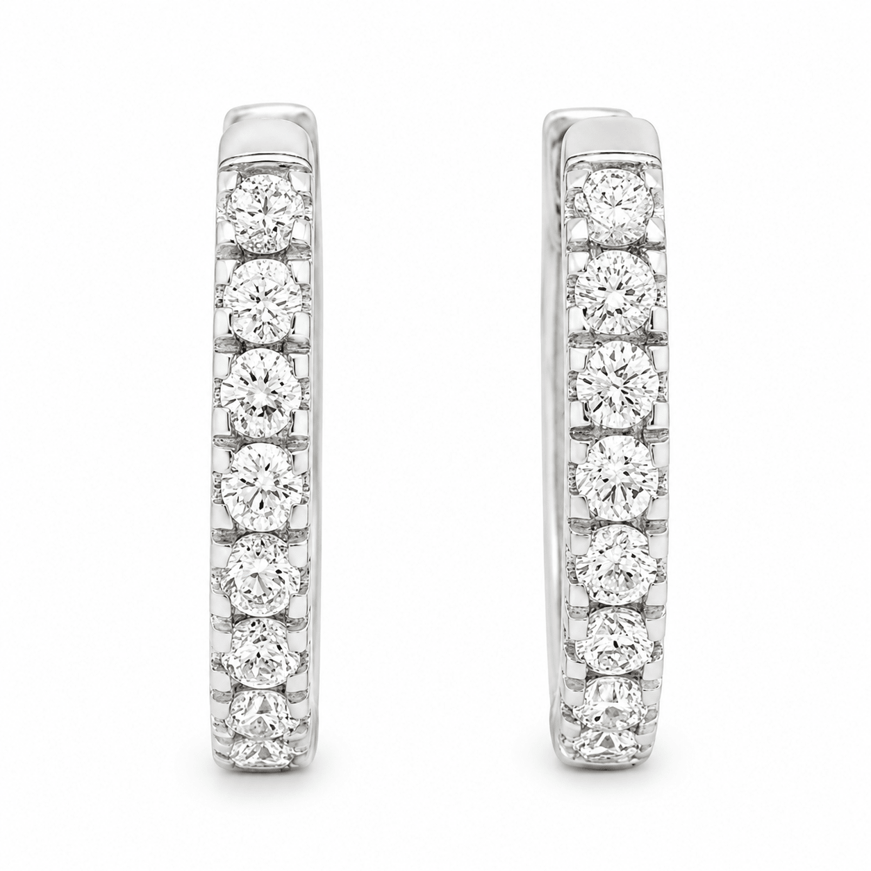 9ct White Gold Round Lab Grown Diamond Hoop Earrings – 0.30ct TDW - Diamond Lab Boutique