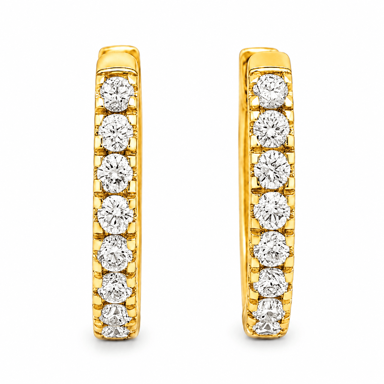 9ct Yellow Gold Round Lab Grown Diamond Hoop Earrings – 0.30ct TDW - Diamond Lab Boutique