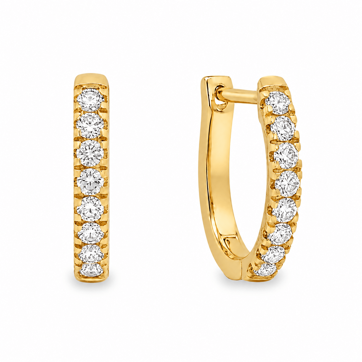 9ct Yellow Gold Round Lab Grown Diamond Hoop Earrings – 0.30ct TDW - Diamond Lab Boutique