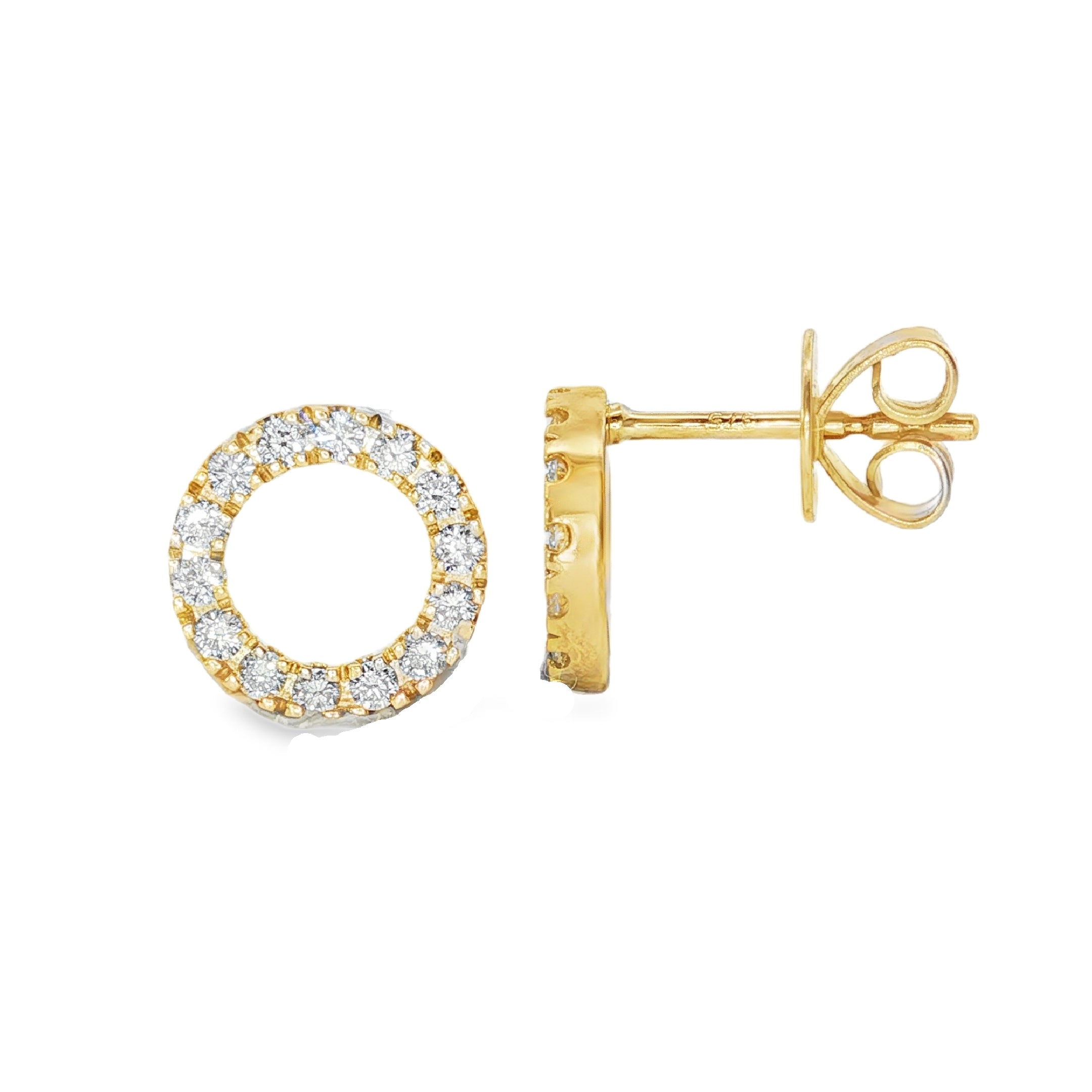 9ct Yellow Gold Lab Grown Diamond Circle Stud Earrings – 0.50ct TDW