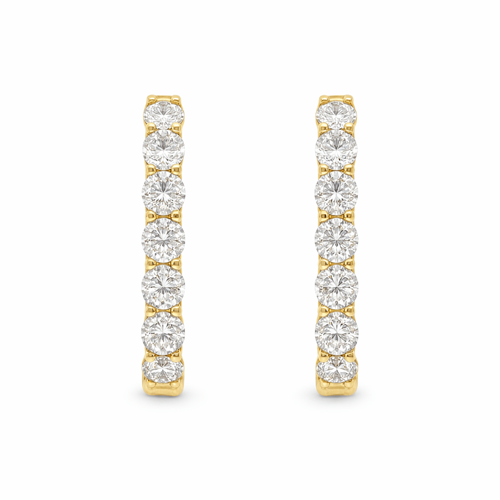 9ct Yellow Gold Inside/Outside Lab Grown Diamond Hoop Earrings – 3.50ct TDW - Diamond Lab Boutique