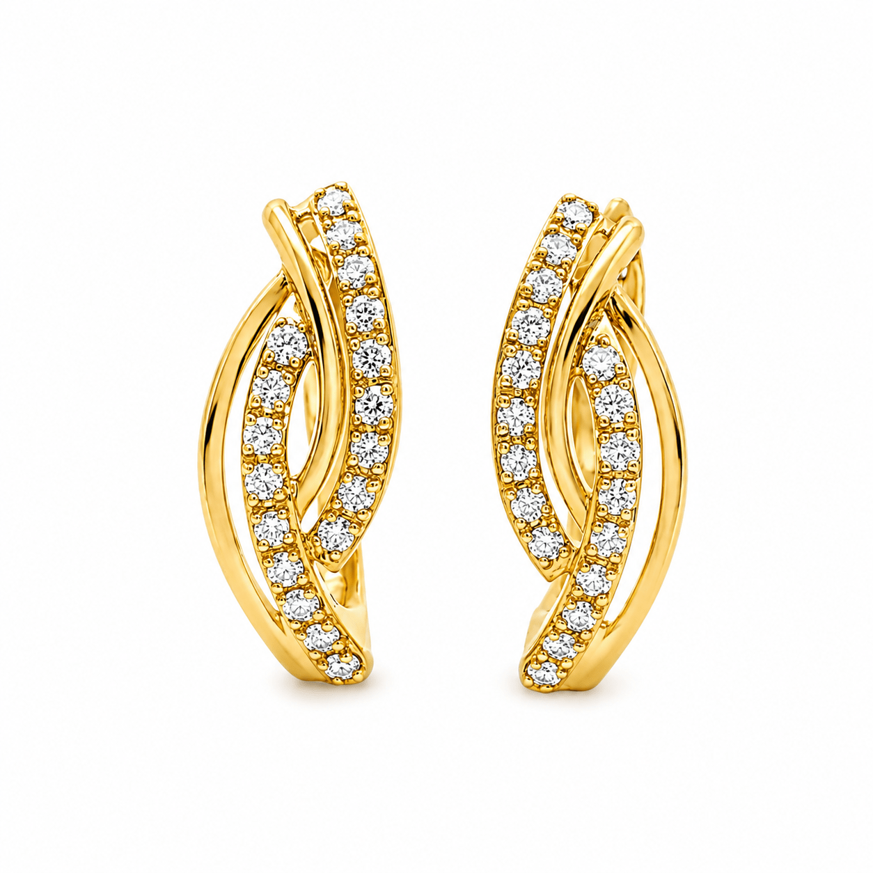 9ct Yellow Gold Lab Grown Diamond Fancy Hoop Earrings with French Clip – 0.25ct TDW - Diamond Lab Boutique