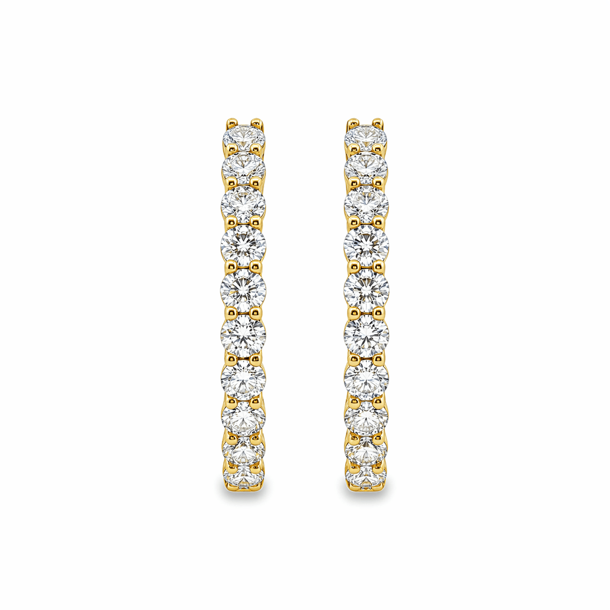 9ct Yellow Gold Oval Inside/Outside Lab Grown Diamond Hoop Earrings – 5.20ct TDW - Diamond Lab Boutique