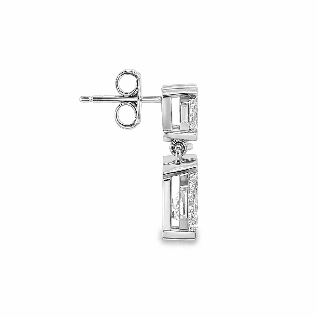 9ct White Gold Pear Cut Lab Grown Diamond Drop Earrings – 2.74ct TDW - Diamond Lab Boutique