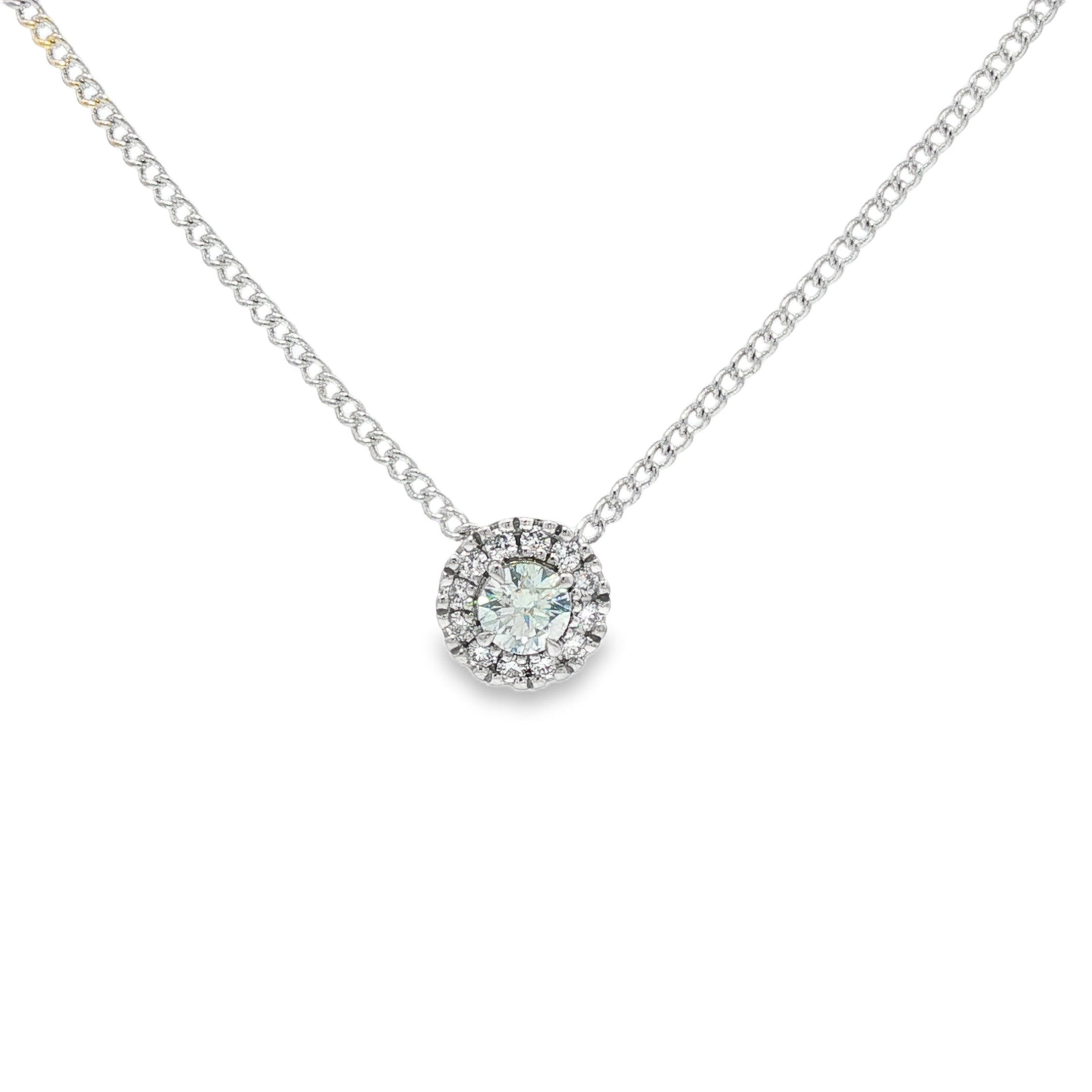 0.50ct Lab-Grown Diamond Round Halo Pendant in 9ct White Gold
