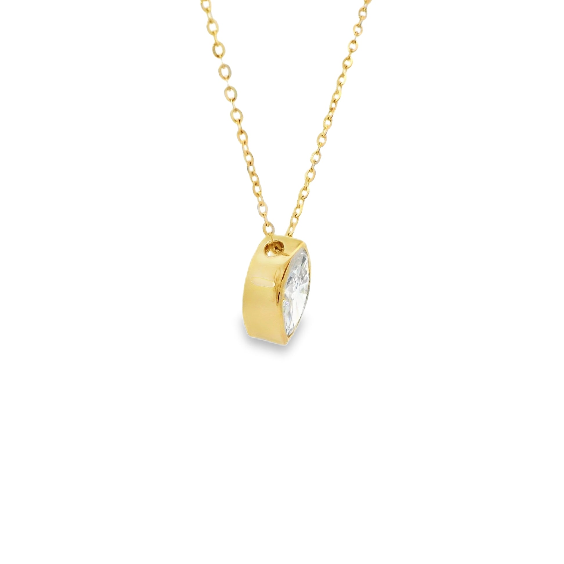 0.50ct Lab-Grown Diamond Bezel Set Solitaire Slider Necklace in 9ct Yellow Gold, Marquise Cut