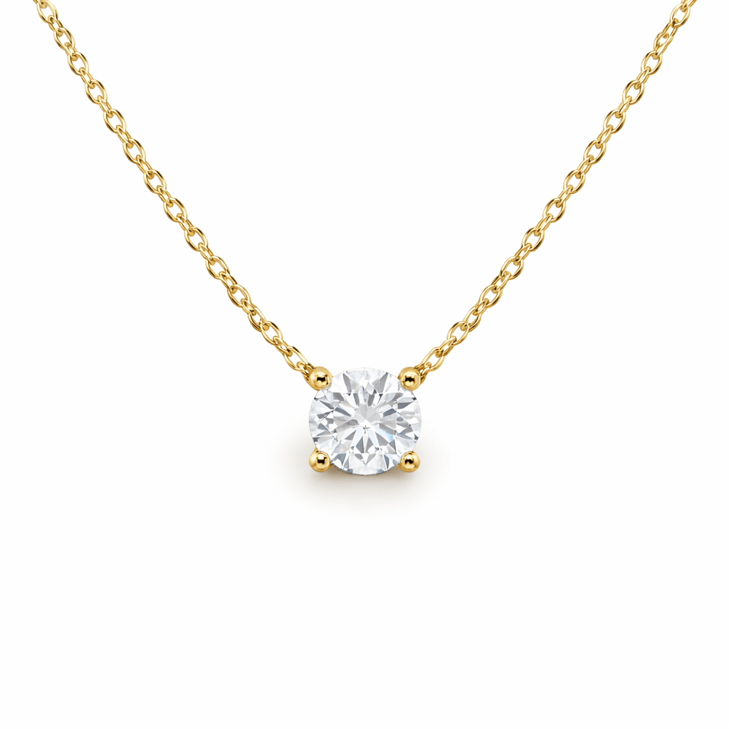0.50ct Lab-Grown Diamond 4-Claw Solitaire Necklace in 9ct Yellow Gold, Round