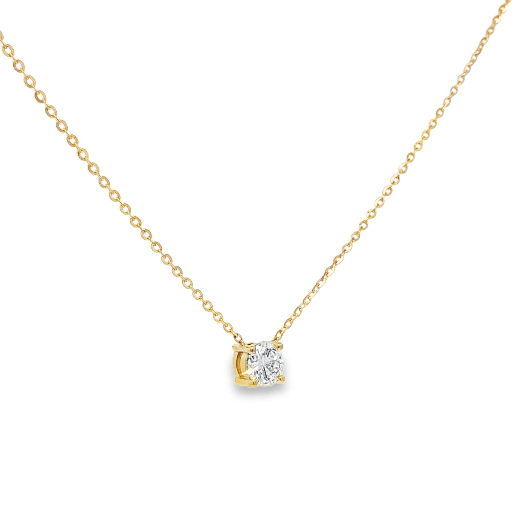 0.50ct Lab-Grown Diamond 4-Claw Solitaire Necklace in 9ct Yellow Gold, Round