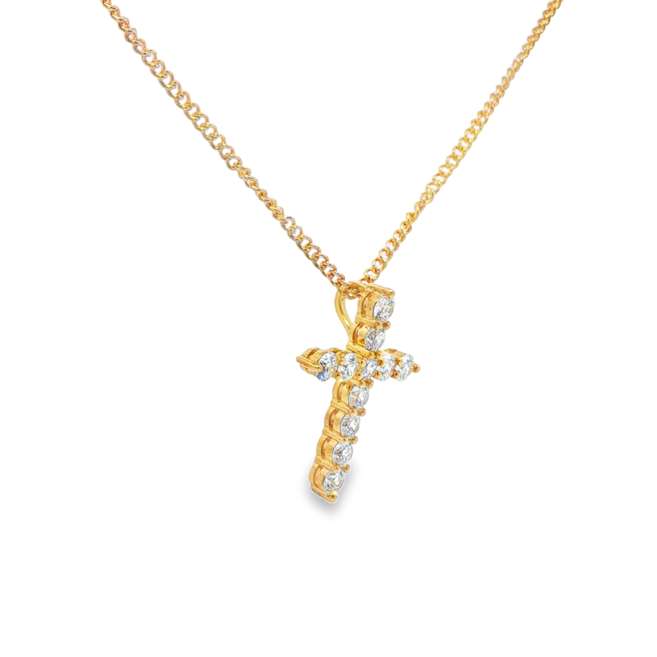 1.25ct Lab-Grown Diamond Cross Pendant in 9ct Yellow Gold, Round