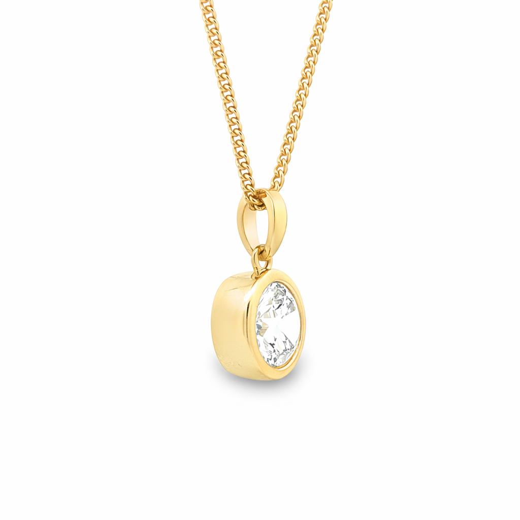 9ct Yellow Gold Bezel Set Round Lab Grown Diamond Pendant – 2.01ct TDW