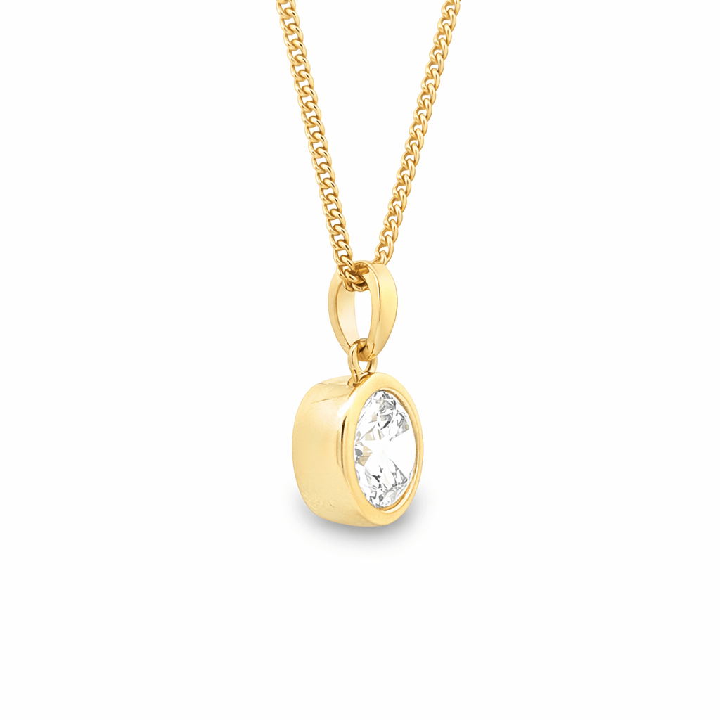 9ct Yellow Gold Bezel Set Round Lab Grown Diamond Pendant – 2.01ct TDW - Diamond Lab Boutique