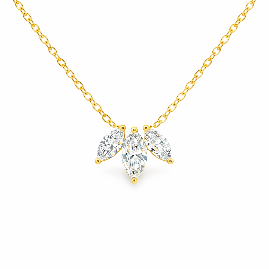 9ct Yellow Gold Marquise Cut Lab Grown Diamond Necklace – 1.50ct TDW - Diamond Lab Boutique