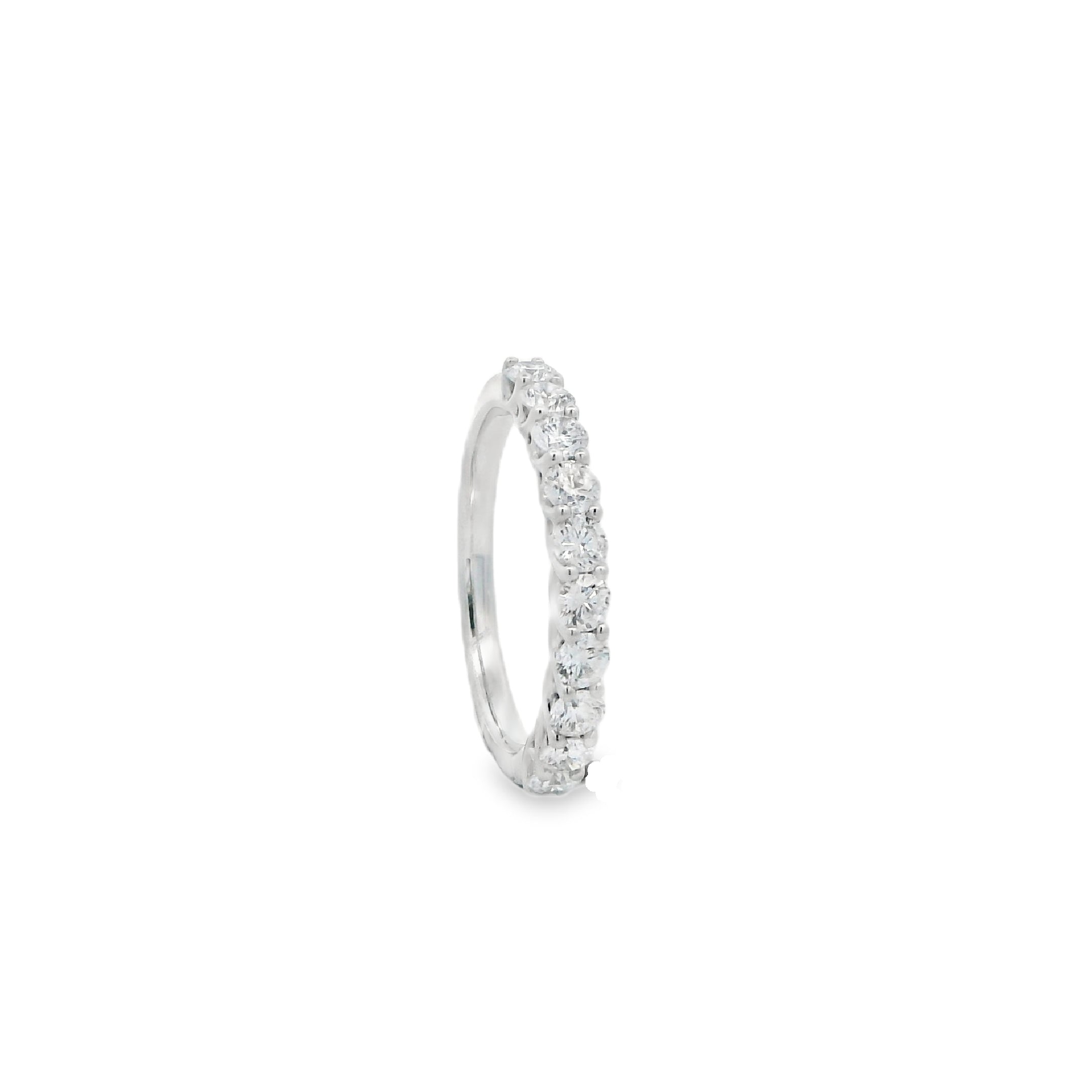 9ct White Gold Round Lab Grown Diamond Claw Set Wedding Band – 0.85ct TDW