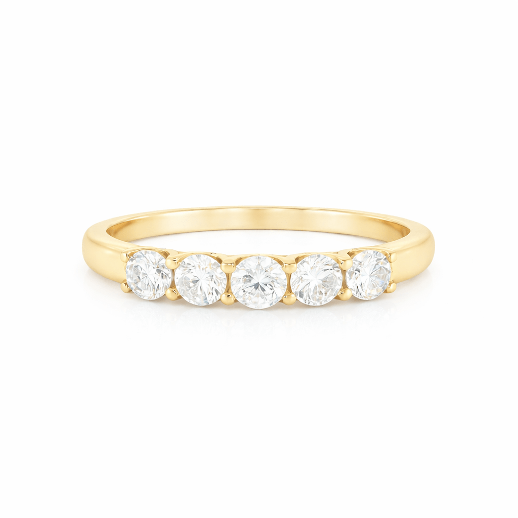 9ct Yellow Gold Lab Grown Diamond Claw Set Wedding Band – 0.50ct TDW - Diamond Lab Boutique